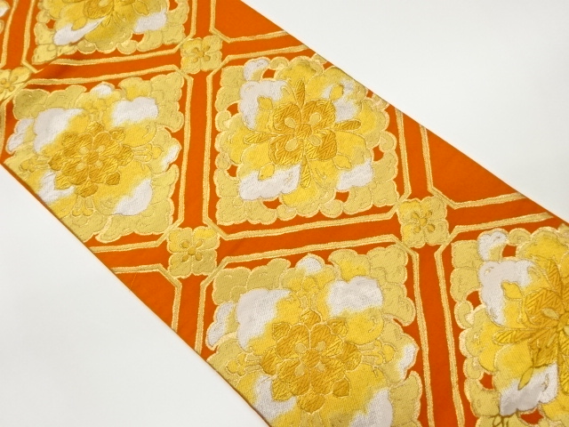 蜀江文に花・菱模様織出し袋帯